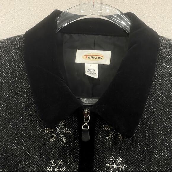 Talbots Full-Zip Vest Herringbone Wool Silk Blend Lined Snowflake - Large - Picture 5 of 11